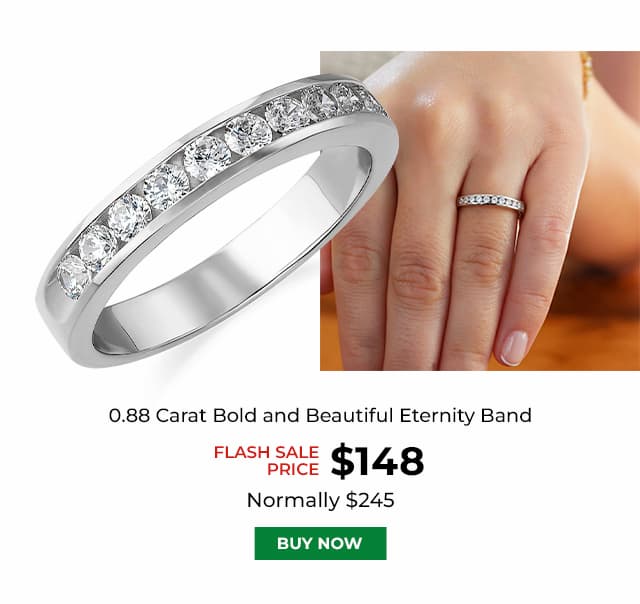 0 88 Carat Bold and Beautiful Eternity Band Platinum Clad