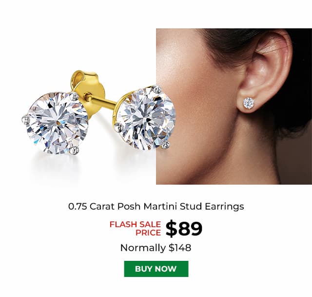 0 75 Carat Posh Martini Stud Earrings Gold Clad