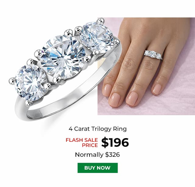 4 Carat Trilogy Ring Platinum Clad