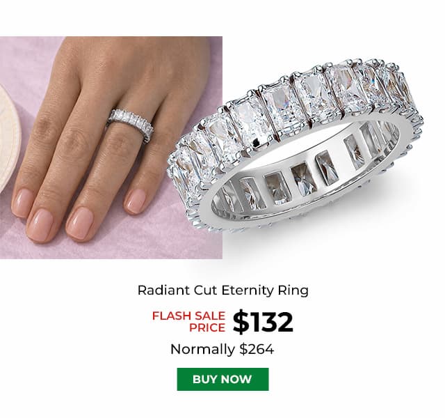 Radiant Cut Eternity Ring Platinum Clad