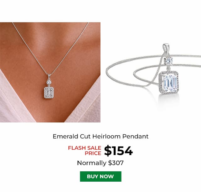 Emerald Cut Heirloom Pendant Platinum Clad