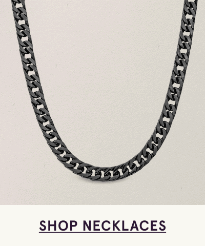A heavy, black-toned curb link chain necklace. Click here to shop necklaces