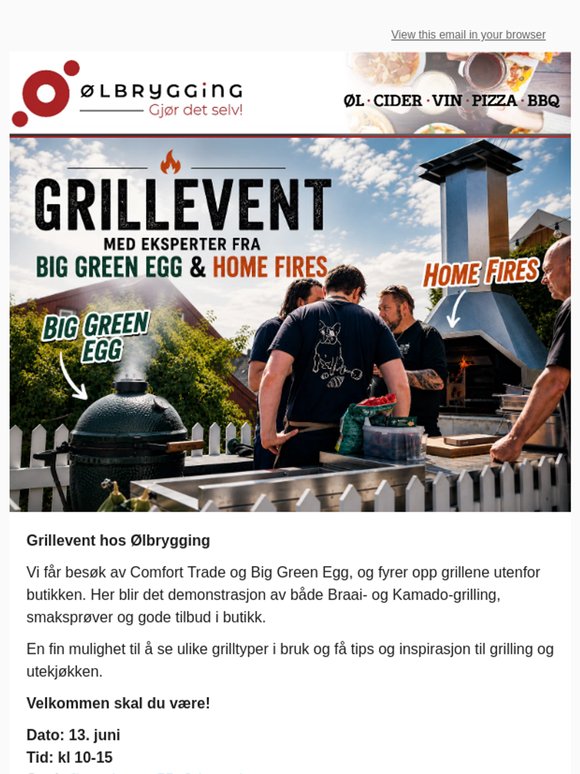 Big Green Egg og Home Fires kommer til oss! 🔥😎