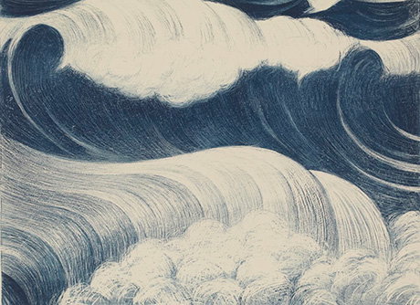 Enormous rolling waves crashing in a bloom of ocean spray. - Custom Print.