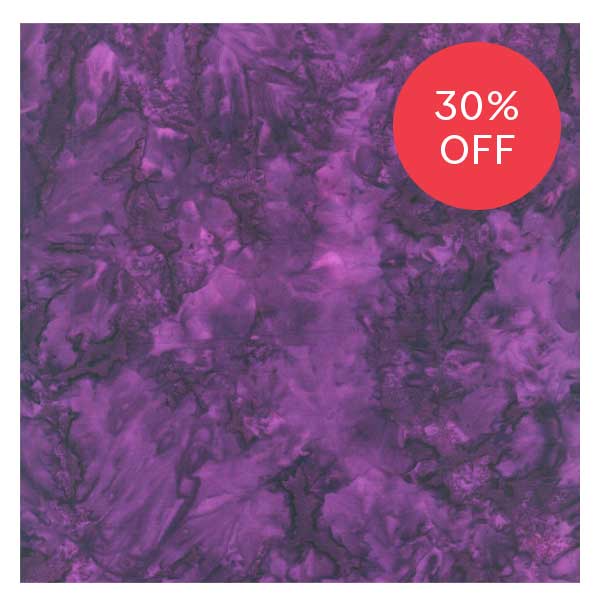 Image: Purple batik cotton fabric. Text: 30% Off >>