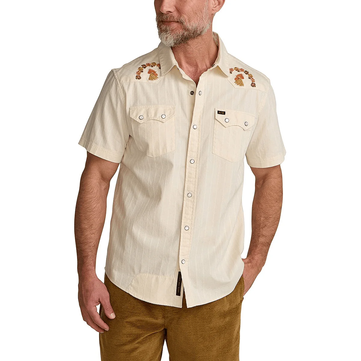 Howler Brothers Crosscut Deluxe Snapshirt - Fowl Play Off White Dobby