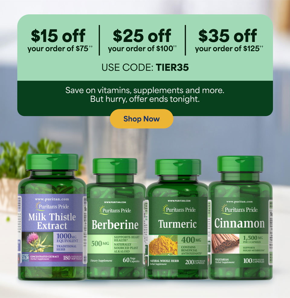 15 USD off your order of 75 USD†† OR 25 USD off your order of 100 USD†† OR 35 USD off your order of 125 USD††. Use code TIER35. Shop now.