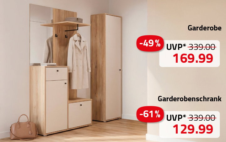 Garderobe - sandfarben - Mauvella Eiche