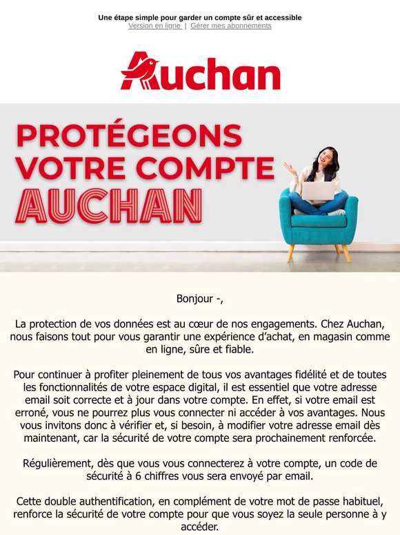 Votre compte Auchan : sécurité renforcée
