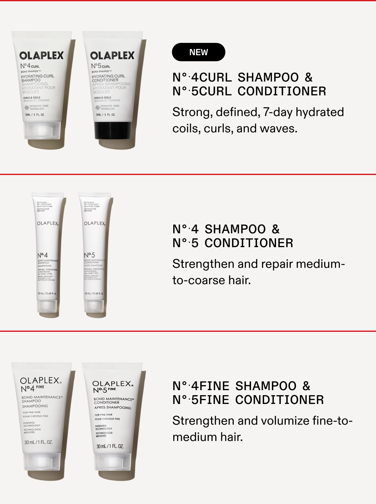 No.4Curl Shampoo & No.5Curl Conditioner | No.4 Shampoo & No.5 Conditioner | No.4Fine Shampoo & No.5Fine Conditioner 