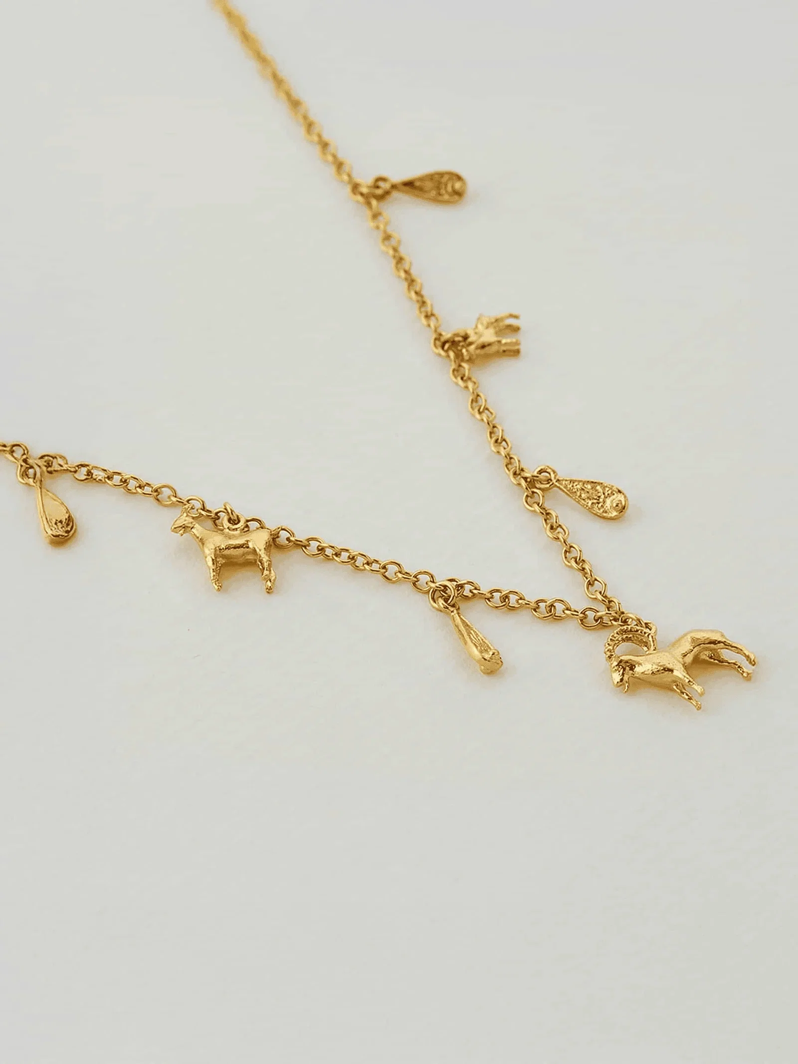 Mountain Goat Family Necklace with Ornate Drops