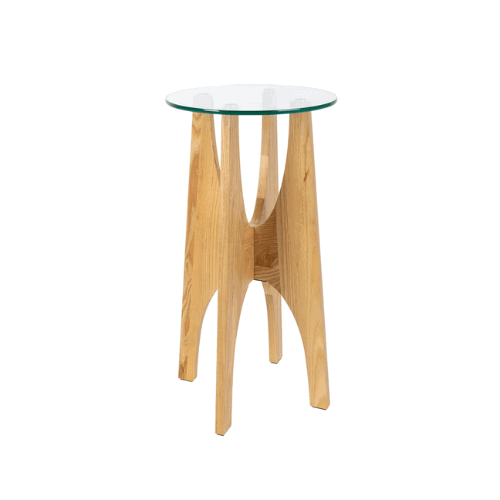Kobe Round Side Table - Natural & Glass