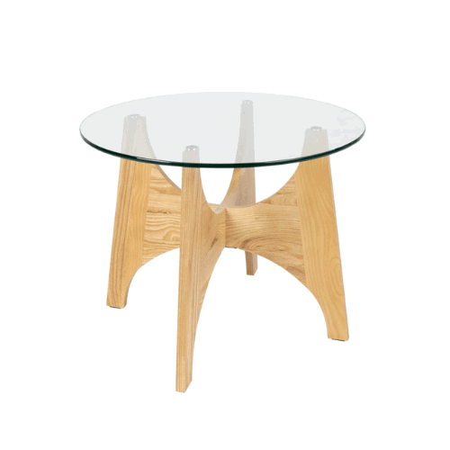 Kobe Round Coffee Table - Natural & Glass
