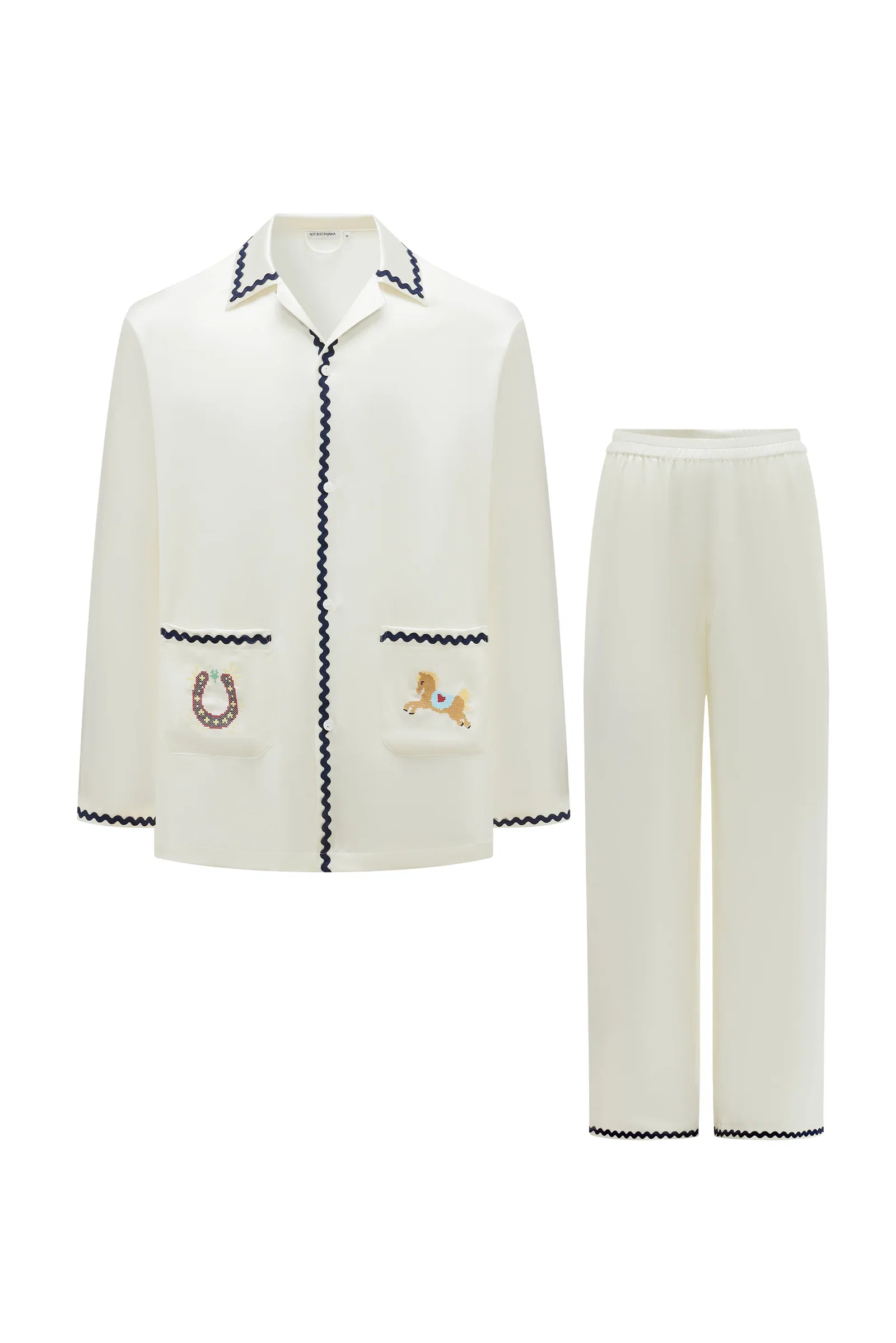 Lucky Pony Men’s 22mm Mulberry Silk Long Sleeve Pajama Set