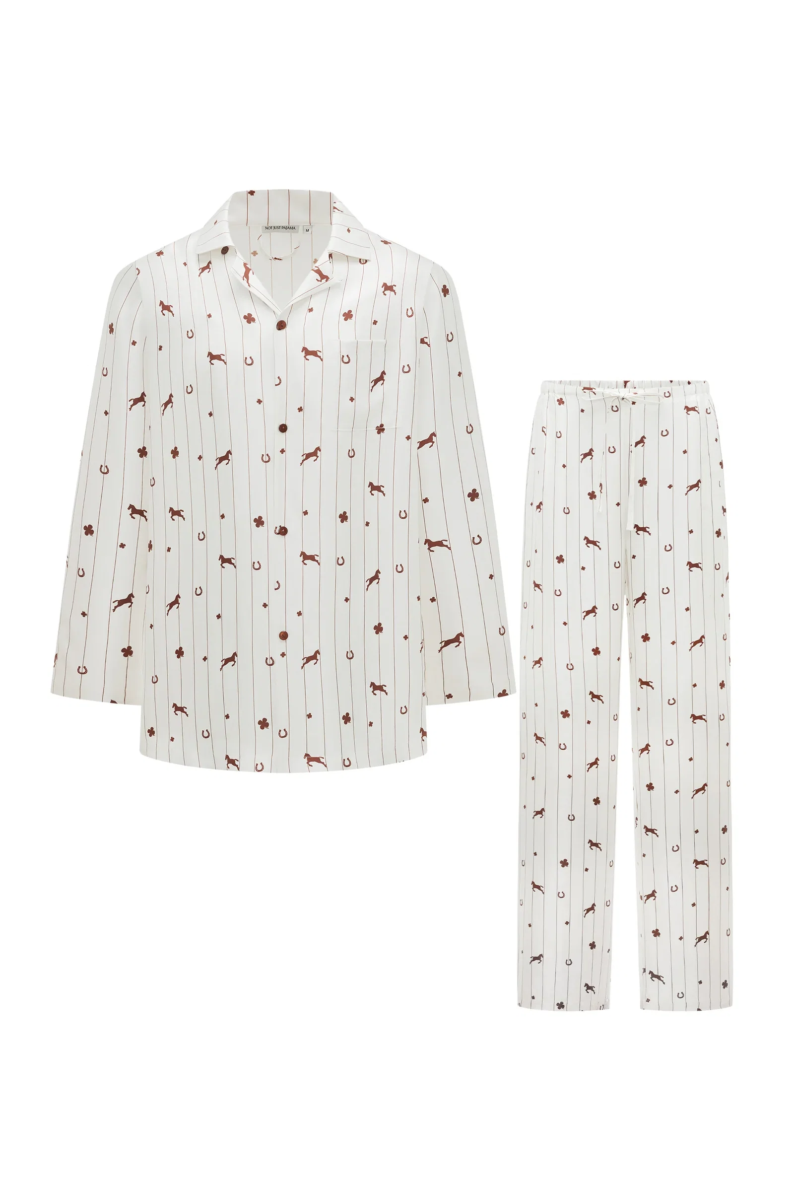 Lucky Pony Unisex 18mm Mulberry Silk Twill Long Sleeve Pajama Set