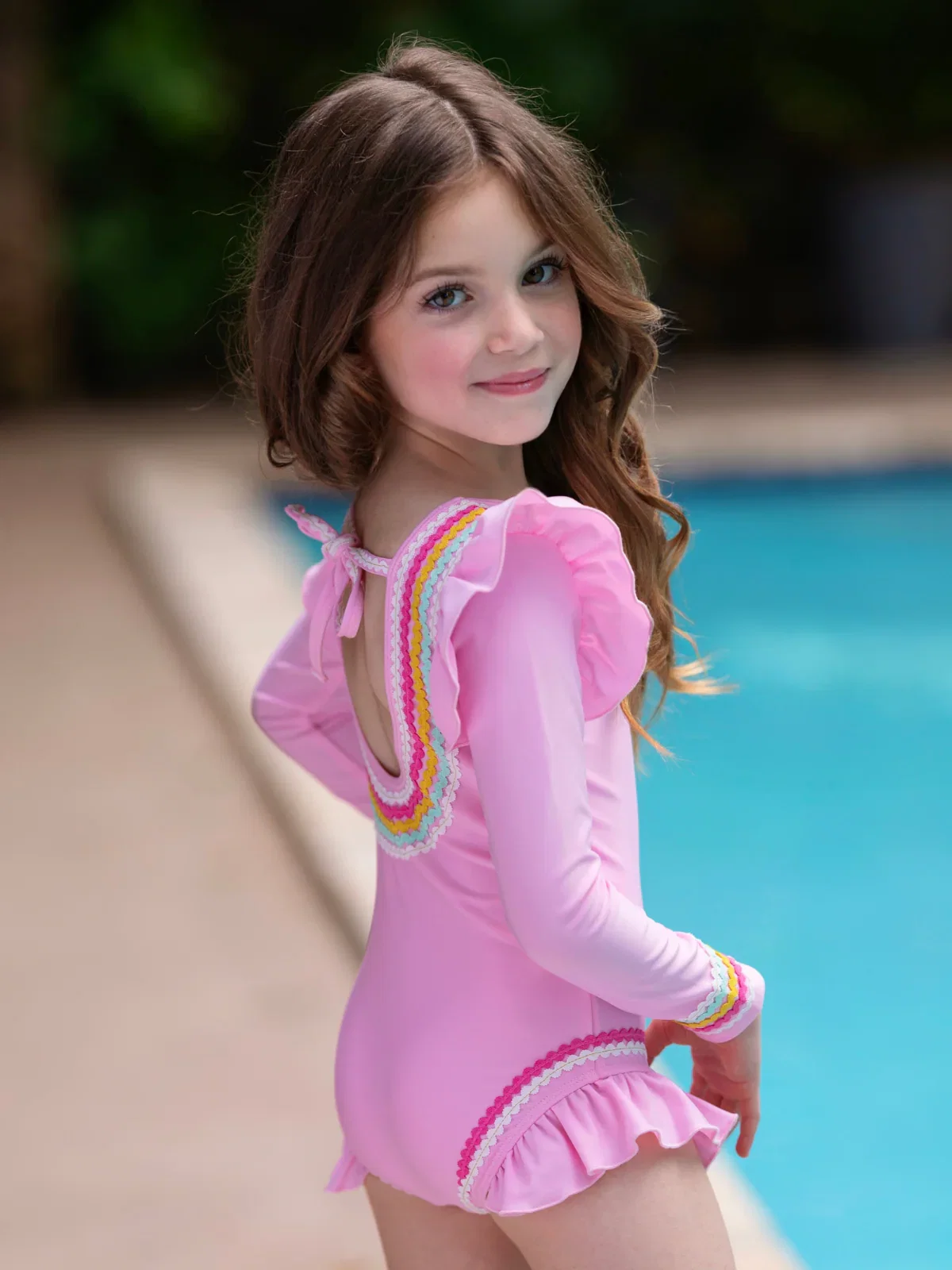 Image of Rainbow Flutter Rashguard One-Piece Swimsuit
