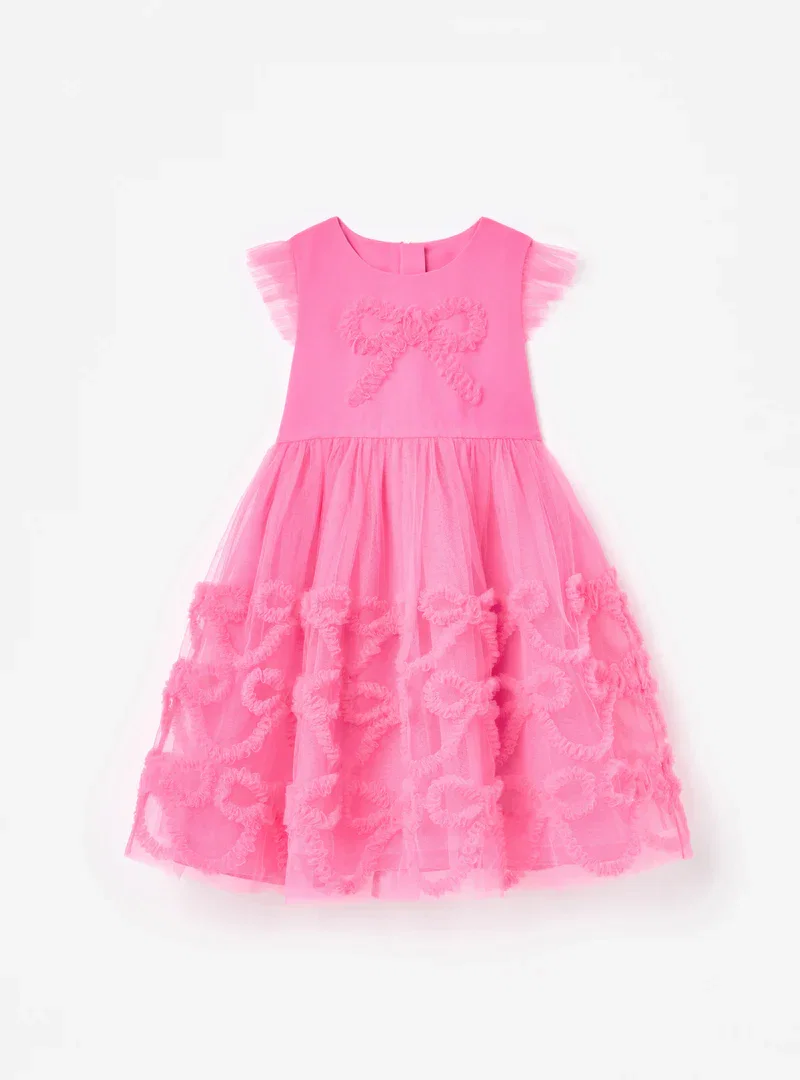 PINK TULLE BOW DRESS