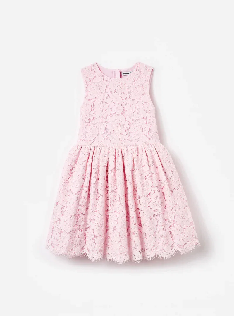 PINK SLEEVELESS LACE DRESS