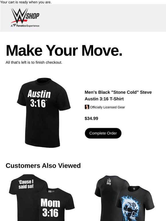 Complete Order: Men's Black "Stone Cold" Steve Austin 3:16 T-...