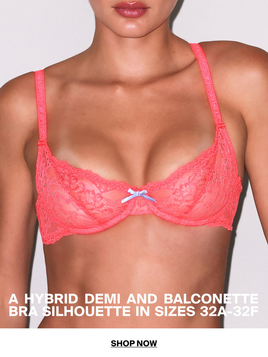 A Hybrid Demi And Balconette Bra Silhouette In Sizes 32A-32F