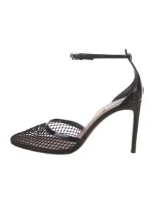 Mesh Leather Trim Embellishment D'Orsay Pumps