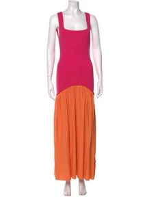 Square Neckline Long Dress