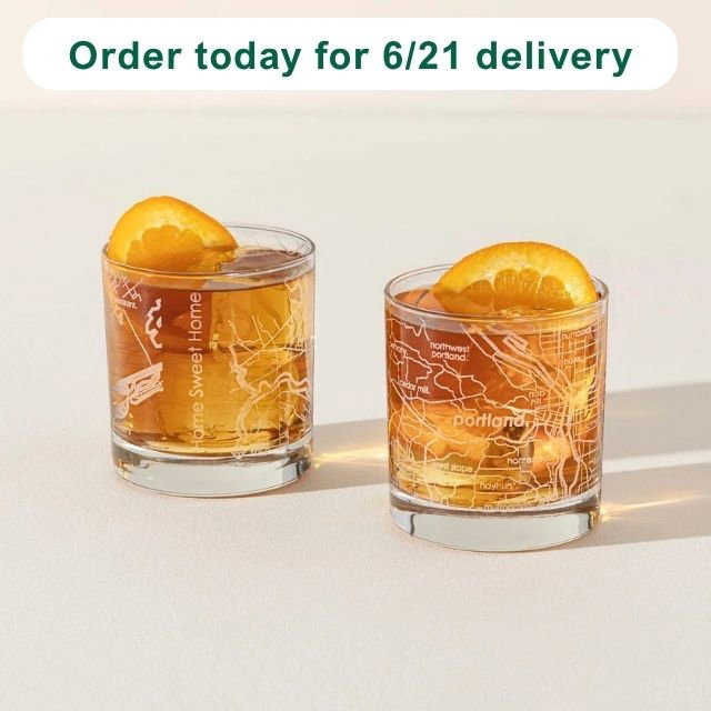 Personalized Hometown Map Glass Set