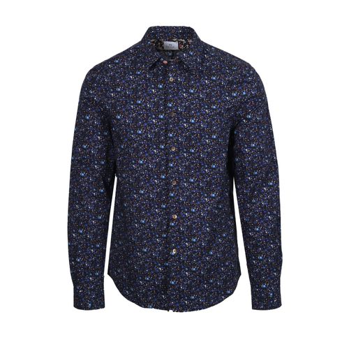 PAUL SMITH PATTERNED LS TAILORED FIT SHIRT BLUE