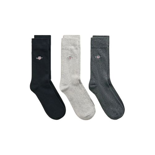 GANT 3 PACK SHIELD SOCKS BLACK/LIGHT GREY/CHARCOAL