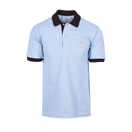 LACOSTE POLO SHIRT CHAMBRAY/BROWN