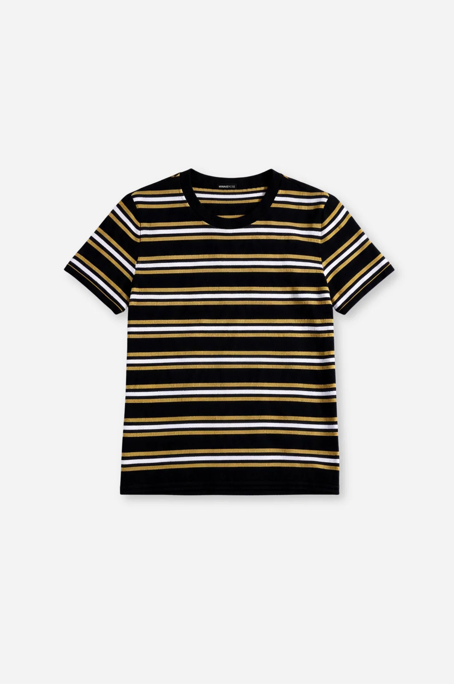 Image of Striped Short Sleeve Crew Tee With Rolled Edges