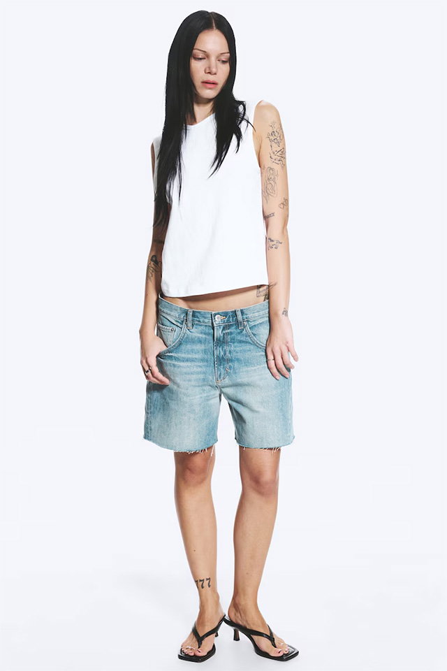 SKEWED LOW RISE DENIM SHORTS