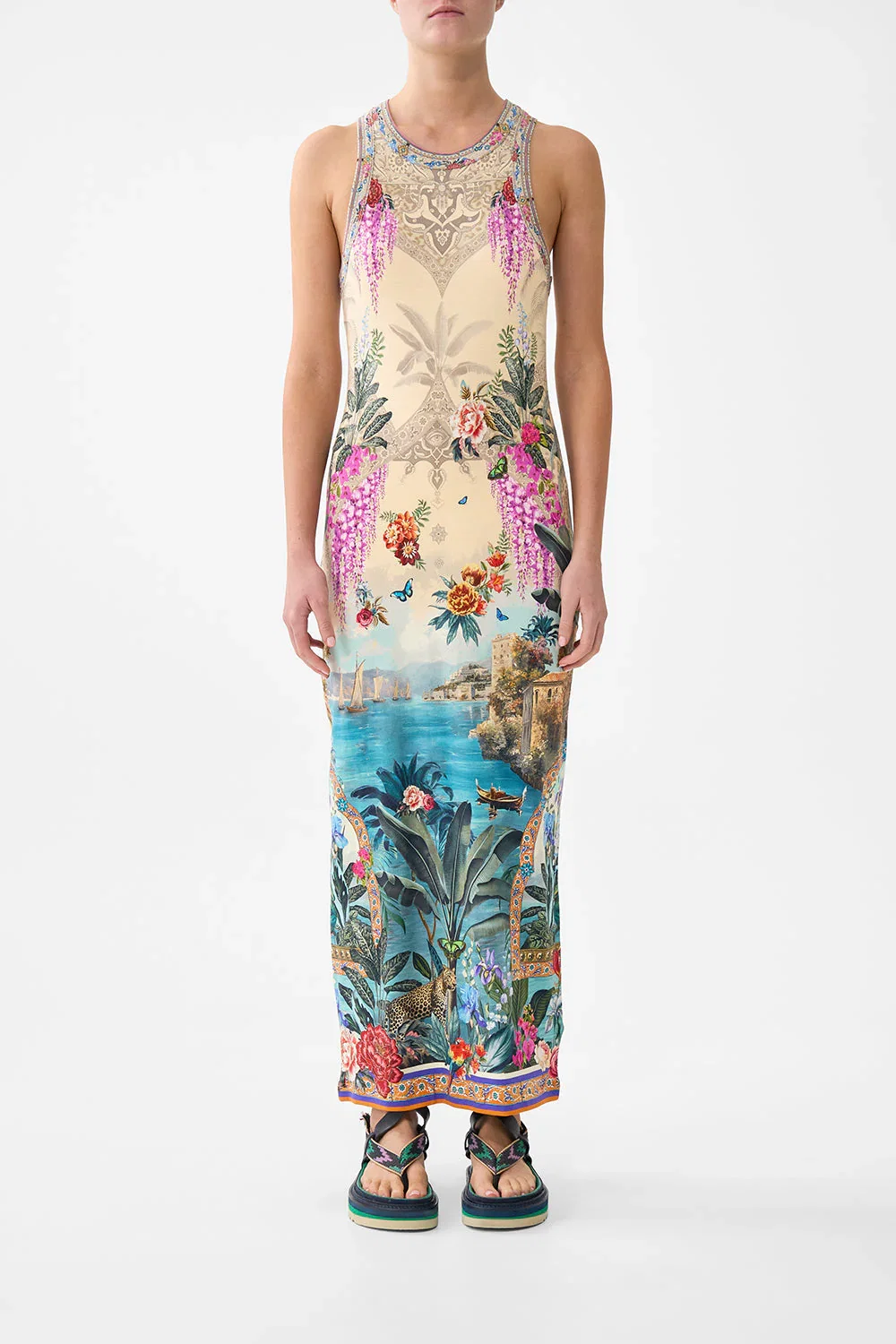 Image of JERSEY TANK DRESS BODRUM BOTANICALS