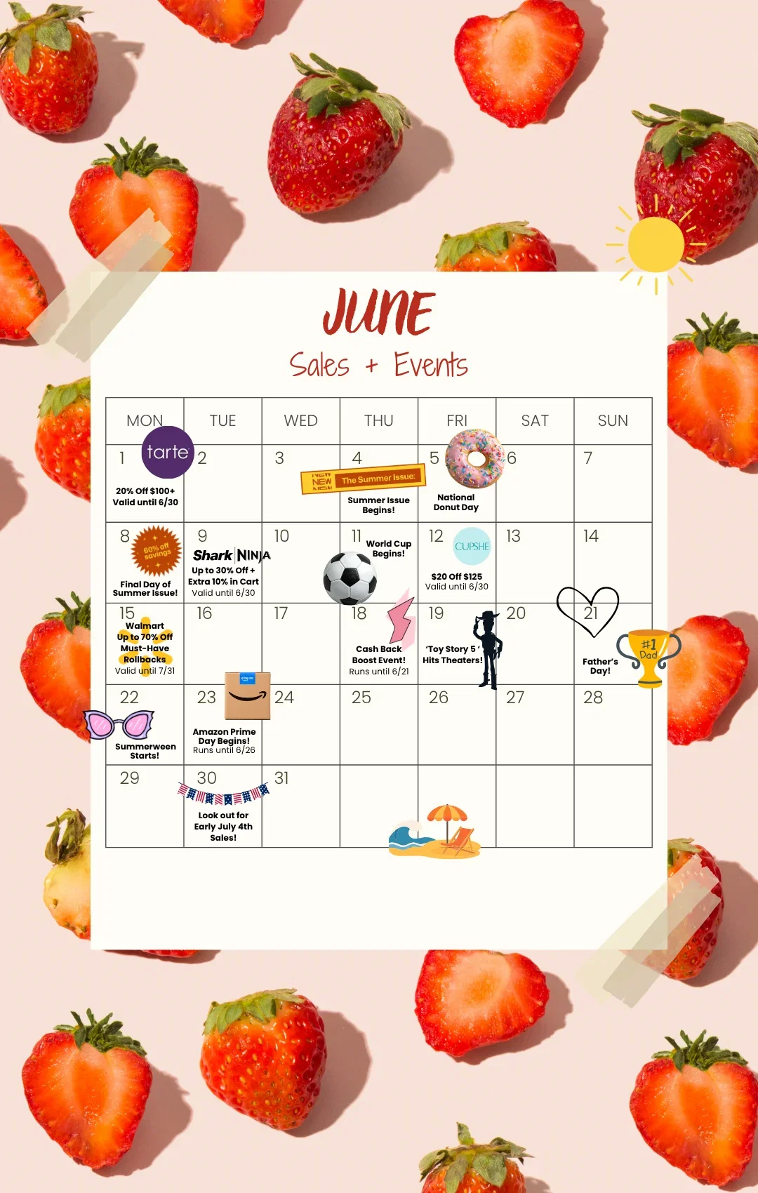 June calendar with fun shopping and sports events