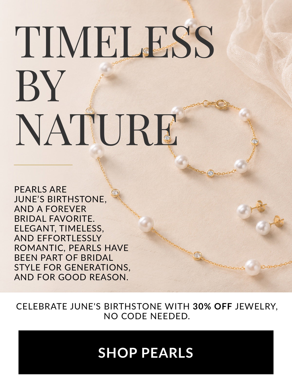 pearl jewelry on neutral background