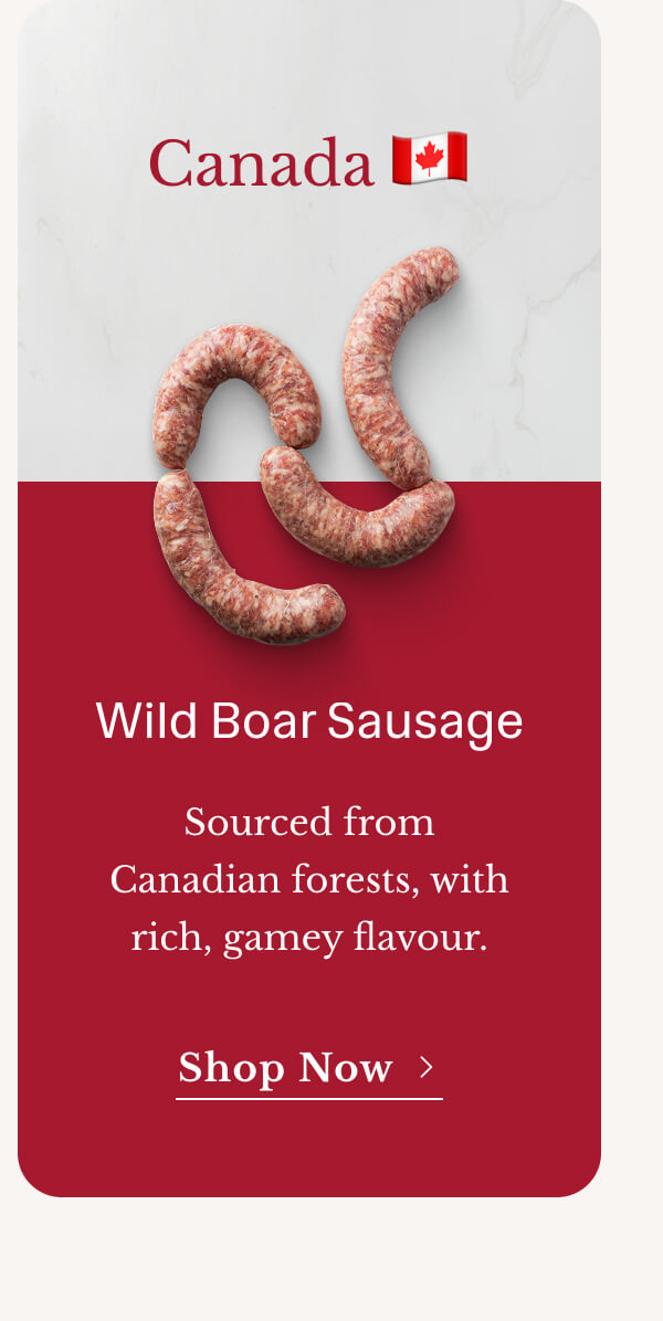 Wild Boar Sausage | Sourced from Canadian forests, with rich, gamey flavour. | Shop Now