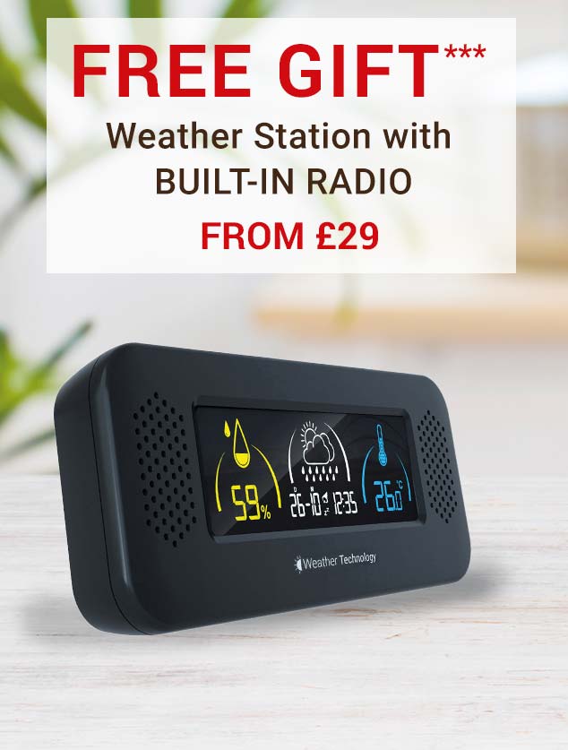 FREE GIFT*** Weather Station with BUILT-IN RADIO From £29