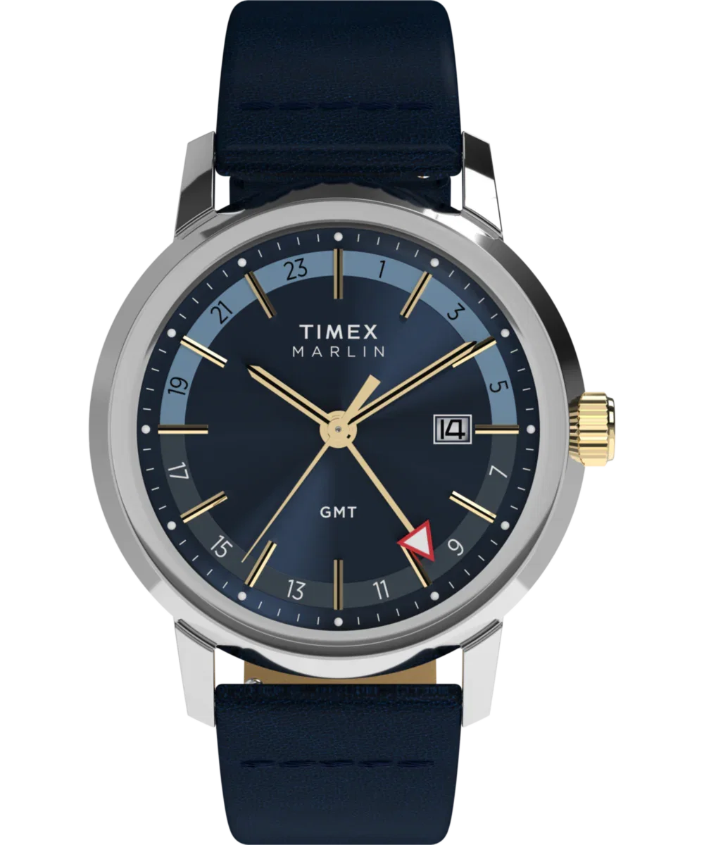 Image of Marlin® Quartz GMT 40mm Leather Strap Watch