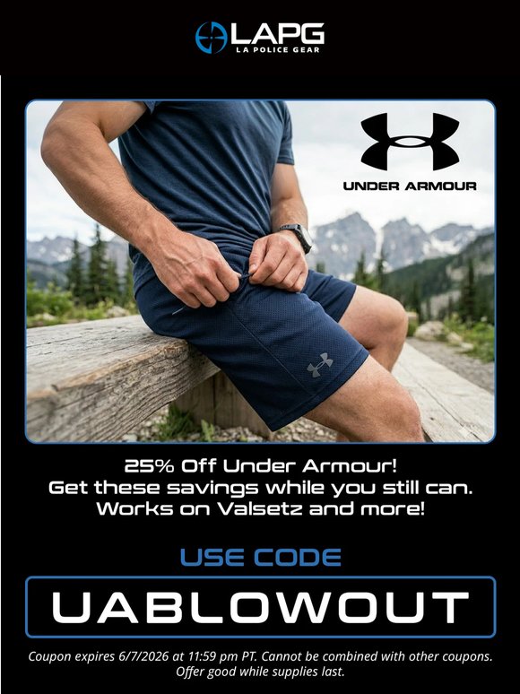 Last chance for 25% off Under Armour 🦾