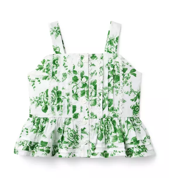 Image of Floral Toile Pintuck Top