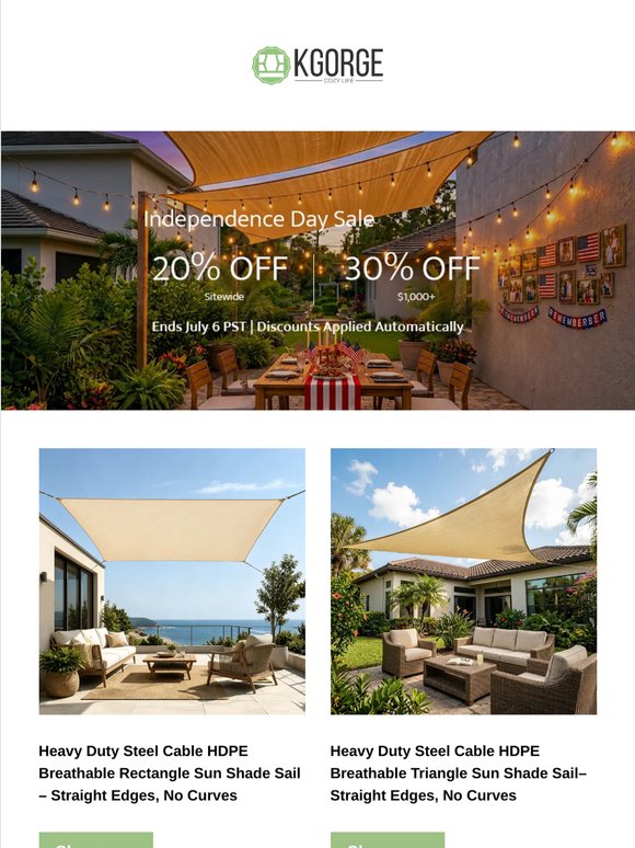 New In: Heavy Duty Steel Cable Sun Shade Sail