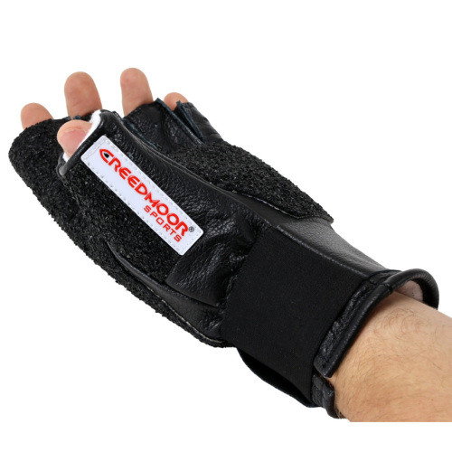 Image of Creedmoor Sports Black Leather Open Finger Glove With Top Grip