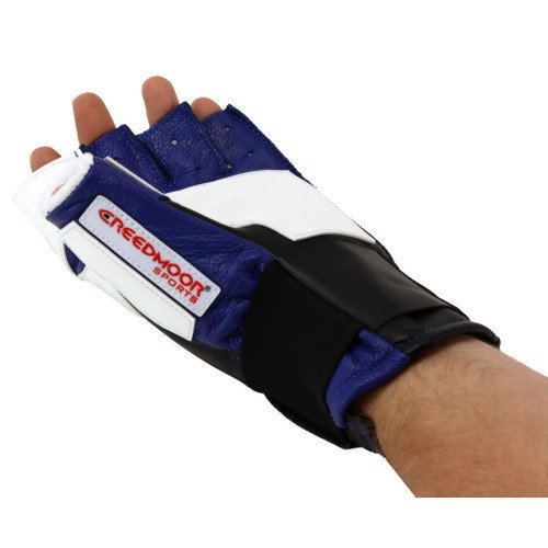 Image of Creedmoor Sports Blue Leather Open Finger Glove w/Hard Rubber