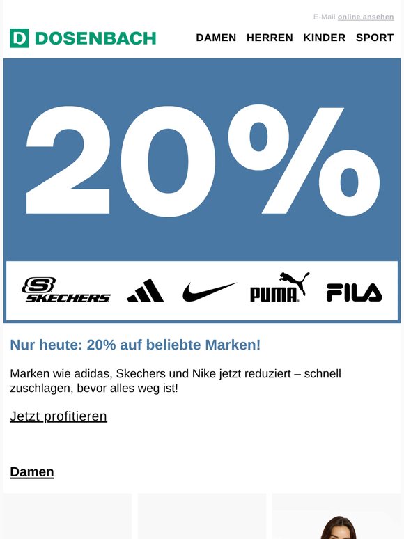 20% auf adidas, Skechers, Nike & mehr!