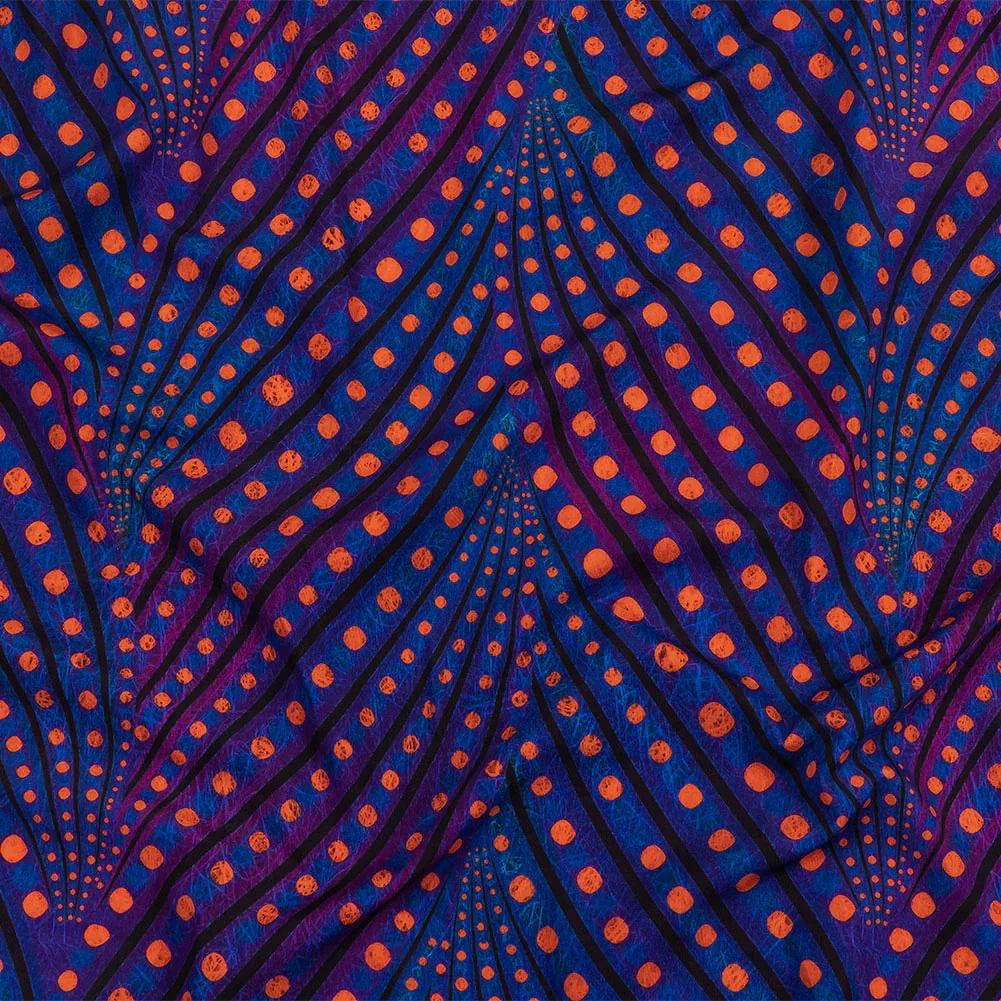 Image of Purple, Limoges Blue and Orangeade Art Deco Feathers UV Protective Compression Swimwear Tricot with Aloe Vera Microcapsules