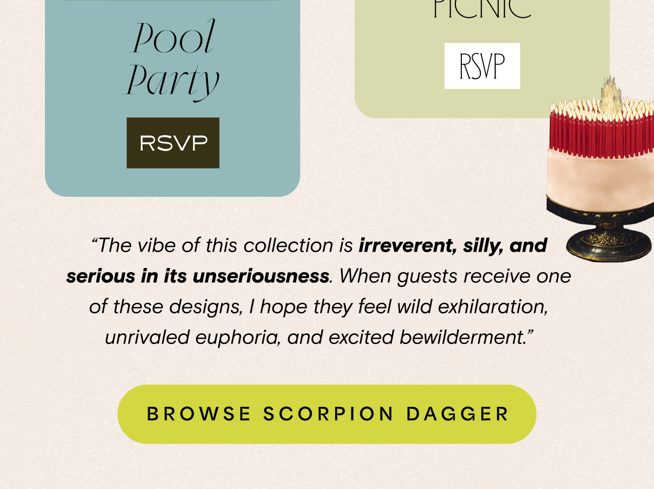 Pool Party RSVP BROWSE SCORPION DAGGER
