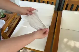 She rubs a dryer sheet on her outdoor seating for this truly clever summer upgrade
