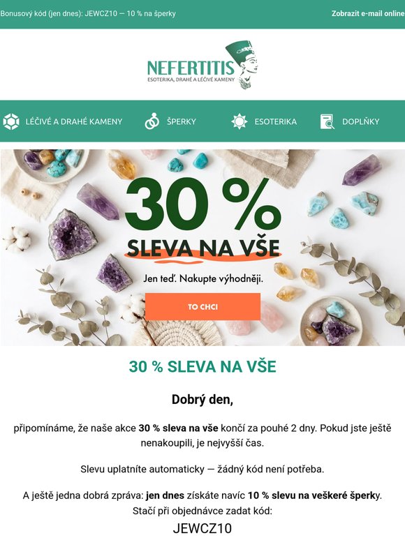Ještě 2 dny: 30 % sleva na vše + bonus jen dnes