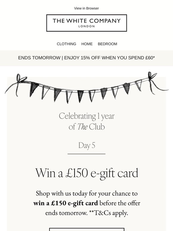 Day 5: 15% off and the chance to win