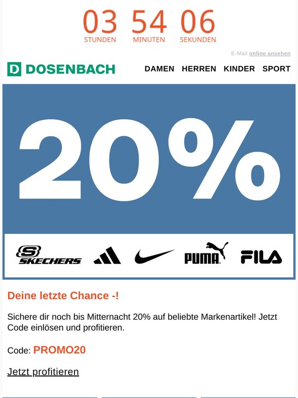 Letzte Chance: 20% auf Top Brands ⏰